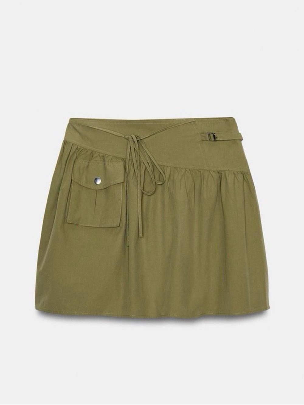 BNWT Zara Light Khaki Short Cargo Skirt with Volume & Belt Loop